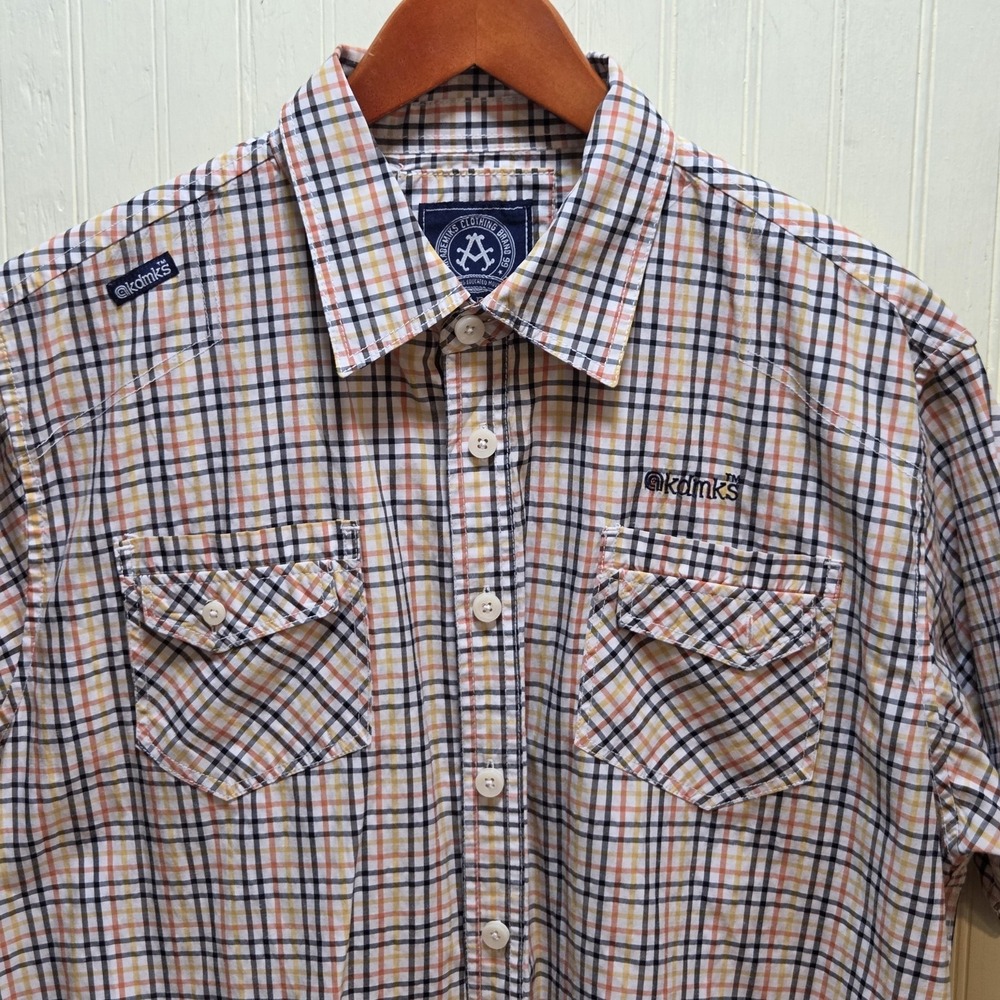 Akademiks Shirt Mens XL Multicolor Plaid Short Sleeve Button Up Cotton Casual